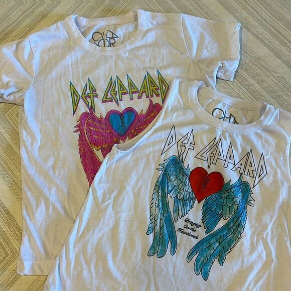 Chaser Girls Def Leppard White (1) Tank Top and (1) T-Shirt Heart with Wings - Picture 1 of 9